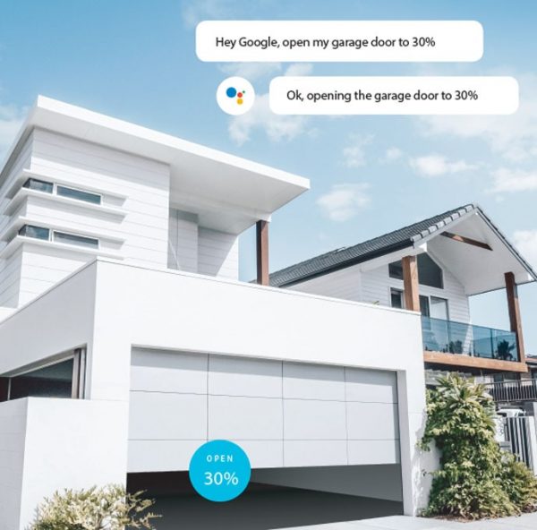 a modern style garage door opened 30% by Google